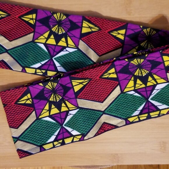 Hand Crafted Headband Headscarf Ankara African Print Cotton Fabric 49" L 4.25" - Picture 2 of 4